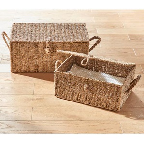 Aufbewahrungsbox HEINE HOME Aufbewahrungsboxen Gr. B/H/T: 50+40 cm x 26+20 cm x 35+28 cm, beige (natur) Ordnungsboxen