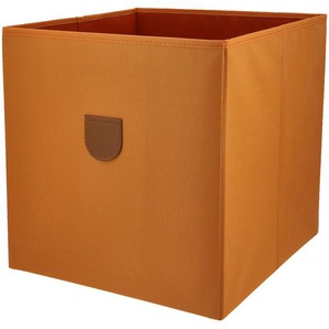 Aufbewahrungsbox - orange - Baumwolle, Leder, Pappe, Baumwolle - 34 cm - 34 cm - 34 cm | Möbel Kraft