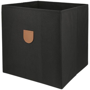 Aufbewahrungsbox - schwarz - Baumwolle, Leder, Pappe, Baumwolle - 34 cm - 34 cm - 34 cm | Möbel Kraft