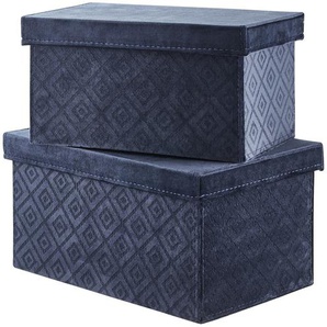 Aufbewahrungsboxen, 2er-Set - blau - Samt, Pappe - 20 cm - 16 cm | Möbel Kraft