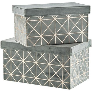Aufbewahrungsboxen, 2er-Set - grün - Samt, Pappe - 20 cm - 16 cm | Möbel Kraft