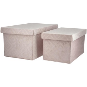 Aufbewahrungsboxen, 2er Set - rosa/pink - Samt, Pappe - 20 cm - 16 cm | Möbel Kraft