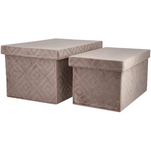 Aufbewahrungsboxen, 2er Set - rosa/pink - Samt, Pappe - 20 cm - 16 cm | Möbel Kraft