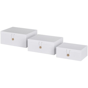 Aufbewahrungsboxen, 3er-Set | weiß | Papier | 33,2 cm | 14,8 cm | 25,2 cm |