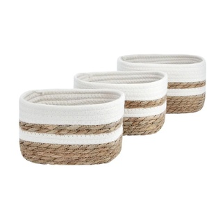 Aufbewahrungskörbe 3er-Set - mehrfarbig - Seegras,Baumwolle,Polyester - 23 cm - 13 cm - cm 18,0 | Möbel Kraft