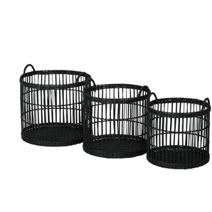 Aufbewahrungskörbe 3er-Set - schwarz - Kunststoff,Metall - 35 cm - 40.0 | Möbel Kraft