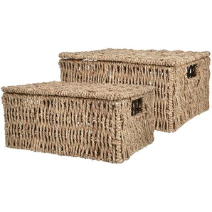 Aufbewahrungskorb 2er Set - braun - Seegras,Metall - 33 cm - 15 cm - cm 24,0 | Möbel Kraft
