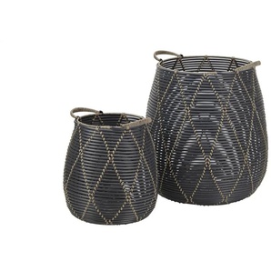 Aufbewahrungskorb 2er Set - schwarz - Kunststoff - 50 cm - 47.0 | Möbel Kraft