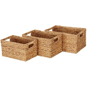 Aufbewahrungskorb 3er Set | braun | Metall,Wasserhyazinthe | 41 cm | 22 cm | cm 29,0 |