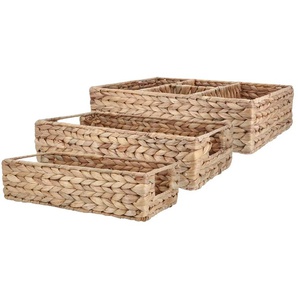 Aufbewahrungskorb 3er Set - braun - Wasserhyazinthe,Metall - 39 cm - 10 cm - cm 26,0 | Möbel Kraft