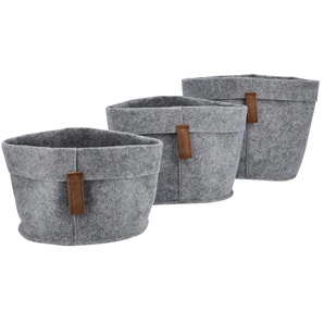 Aufbewahrungskorb 3er-Set | grau | Filz | 19 cm | 22.0 |
