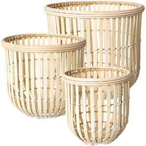 Aufbewahrungskorb CREATIV HOME Bambuskörbe Aufbewahrungsboxen Gr. Ø 38 cm, beige (natur) Körbe