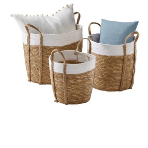 Aufbewahrungskorb HEINE HOME Aufbewahrungsboxen Gr. B/H/T: 24+28+33 cm x 24+28,5+31 cm x 26+30+35 cm, beige (natur, weiß) Körbe Boxen