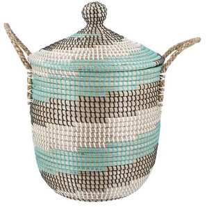 Aufbewahrungskorb mit Deckel - mehrfarbig - Seegras,Kunststoff - 46 cm - 31.0 | Möbel Kraft