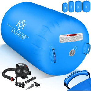Kesser - Aufblasbare Air Roll Airtrack, Gymnastik-Rolle, inkl. Tragetasche & elektr. Luftpumpe, Barrel Gymnastik Tumbling, Yoga Gymnastik Rolle, Blau