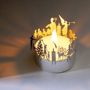 Aufsatz für Teelicht Advent 13gramm Edelstahl silber, Designer Daniel Wollenschlaeger & Team, 6.5 cm