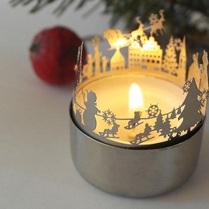 Aufsatz für Teelicht im Schmuckumschlag Edelstahl silber, Designer 13gramm, 4 cm