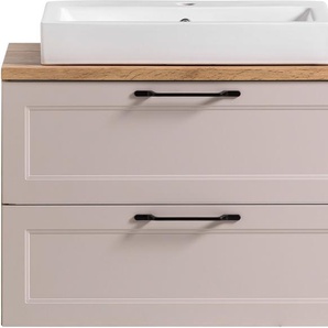 Aufsatzwaschbecken HELD MÖBEL Lana Waschtische braun (kaschmir, wotaneiche) Waschbecken Badmöbel inkl. Waschbecken, 80 cm breit