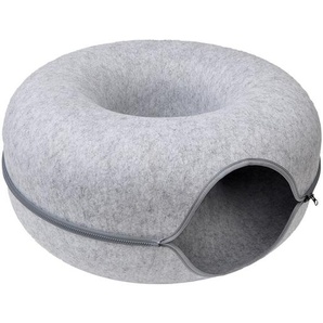 Aumüller Korbwaren Aumüller Katzentunnel Donut Katzenhöhle hellgrau Filz mit Reißverschluss 60 x 60 x 30 cm GLO689202868