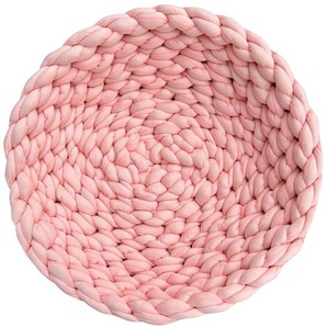 Aumüller Korbwaren Katzenkorb Grobstrick geflochten 50 x 50 x 15 cm rosa GLO689202797