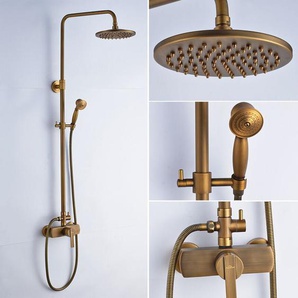 Auralum - Duschsaule Hohenverstellbares Brauseset Zwei Strahlarten zur Auswahl Messing Elegant Retro