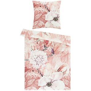 AURO Satin Bettwäsche  Floral - rosa/pink - 100% Baumwolle - 135 cm | Möbel Kraft