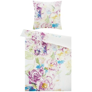 AURO Satin Bettwäsche   Floral - weiß - 100% Baumwolle - 135 cm | Möbel Kraft