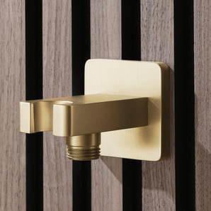 Auslassbogen mit integrierter Handbrausehalterung | satiniertes Gold – Lyra