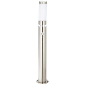 Außen-Stehlampe BRILLIANT LEUCHTEN BOLE Lampen Gr. Ø 7,5 cm Höhe: 77,5 cm, silberfarben Außenstandleuchte Standleuchte LED Außenstandleuchten Lampen 78 cm Höhe, Ø 8 cm, Bewegungsmelder, E27, MetallKunststoff, edelstahl