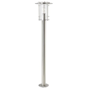Außen-Stehlampe BRILLIANT LEUCHTEN YORK Lampen Gr. 1 flammig, Ø 9 cm Höhe: 103 cm, silberfarben (edelstahlfarben) Außenstandleuchte Außenstandleuchten Lampen 100cm Höhe, E27 max. 40W, LED geeignet, aus rostfreiem Edelstahl