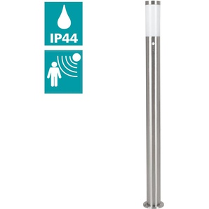 Außen-Stehlampe EGLO HELSINKI Leuchten Gr. 1 flammig, Ø 7,5 cm Höhe: 110 cm, weiß (edelstahlfarben, weiß) Außenleuchte Außenstandleuchte Außenstandleuchten Lampen Mit Bewegungsmelder