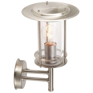 Außen-Wandleuchte BRILLIANT York Lampen Gr. 1 flammig, Ø 20 cm Höhe: 32 cm, silberfarben (edelstahlfarben) Außenwandleuchten 32 cm Höhe, Ø 20 cm, E27, EdelstahlKunststoff, edelstahl