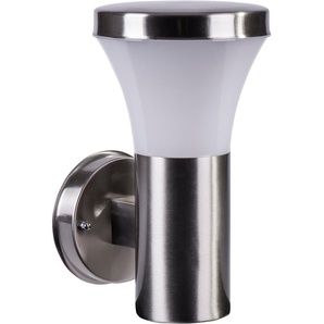 Außen-Wandleuchte HAVIT LIGHTING Brixton Lampen Gr. Ø 14 cm Höhe: 27 cm, silberfarben (edelstahlfarben) Außenwandleuchte Außenwandleuchten Lampen