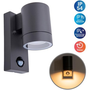 Außen-Wandleuchte NÄVE Rombe Lampen Gr. 2 flammig, Ø 7,50 cm Höhe: 16,40 cm, grau (anthrazit) Außenwandleuchten mit Bewegungsmelder + Dämmerungssensor 1xGU10 Aluminium anthrazit