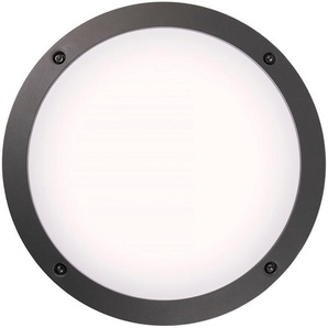 Außen-Wandleuchte PACO HOME CARLOTTA Lampen Gr. Ø 30 cm Höhe: 9 cm, grau Außenwandleuchten Aussen In- & Outdoor Garten Terasse Hauswand E27 Aluminium IP54