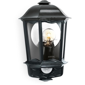 Außen-Wandleuchte STEINEL L 190 S SW Lampen Gr. 1 flammig, Höhe: 14,7 cm, Sensor-Außenleuchte, schwarz Außenwandleuchte Außenwandleuchten Lampen 180Bewegungsmelder,Aluminiumdruckguss,E27-Fassung,Fassadenleuchte