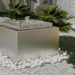 Außenbrunnen aus Edelstahl - H 34 cm - Silberfarben - TILAPIA