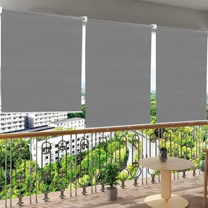 Außenrollo Senkrechtmarkise Balkonmarkise Outdoorrollo dunkelgrau 100x240 cm - Woltu