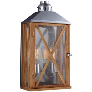AUßENWANDLEUCHTE Elstead Lumiere, Eiche, Holz, Glas, 14.3x48.3 cm, Grüner Punkt, RoHS, Lampen & Leuchten, Aussenbeleuchtung, Aussenleuchten