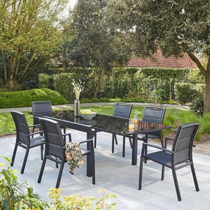 Ausziehbare Gartenlounge aus schwarzem Aluminium 6/10 Pers.