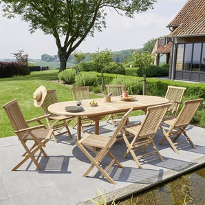 Ausziehbare Gartenlounge aus Teakholz 8 /10 Sitzplätze