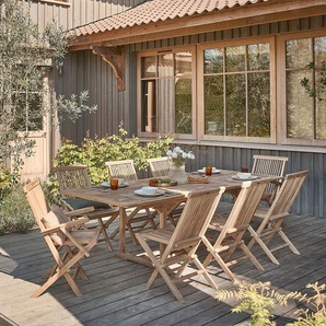 Ausziehbare Gartenmöbel  massives Teakholz 8/10 Sitzplätze