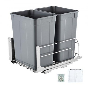 ausziehbarer Abfallbehälter (35 Qt x2), doppelter Unterbau-Küchenabfallbehälter, Mülleimer mit Türsatz & Soft-Close-Schieberegler, für Küchenschrank Spüle unter der Theke (grau) CFLJTDTHSST7O507LV0