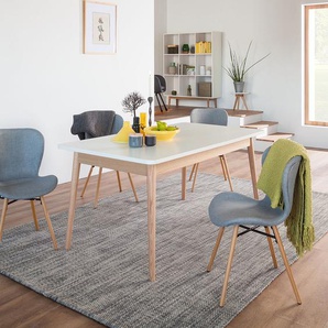 Ausziehbarer Esstisch 160 x 90cm Weiß/Beige/Weiß