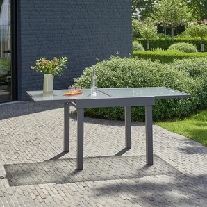 Ausziehbarer Gartentisch aus grauem Aluminium 4/8-Sitzer