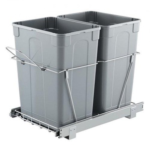 ausziehbarer Mülleimer (35 Qt + 35 Qt) für Küchenschränke, doppelter Mülleimer unter der Spüle, Müllbehälter für unter die Spüle, mit robustem Vollauszug-Schiebesystem aus Metall & Griff CFLJTDTHSST72Y497V0
