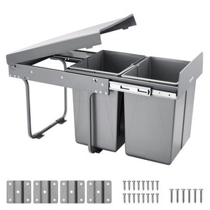 ausziehbarer Mülleimer für Küchenschränke (20 L x 2) doppelter Mülleimer unter der Spüle, Abfallbehälter zur Untermontage, mit robustem Vollauszug-Schiebesystem aus Metall und Griff CFLJTDTHSST49HMYWV0