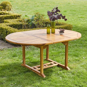 Ausziehbarer ovaler Gartentisch aus geöltem Teakholz 6/8-Sitzer