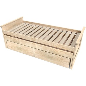 Ausziehbares bett 90x200 Maxi aux Massivholz mit Schubladen