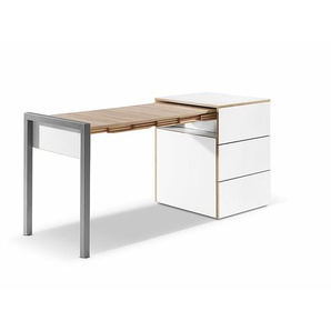Ausziehtisch Alwin’s Space Box Tischplatte HPL Platinum Vintage Eiche braun, Designer Country Living, 74x60/110x60 cm